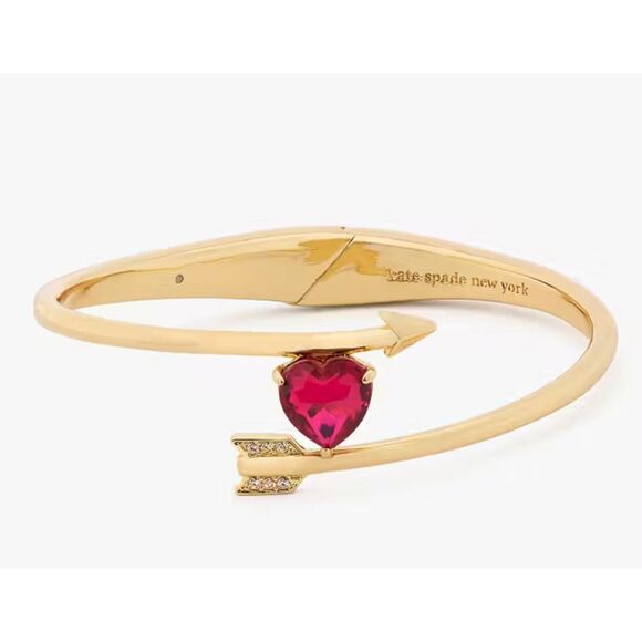 Kate Spade NEW Lovestruck Heart And Arrow Hinged Cuff bracelet - Picture 2 of 5